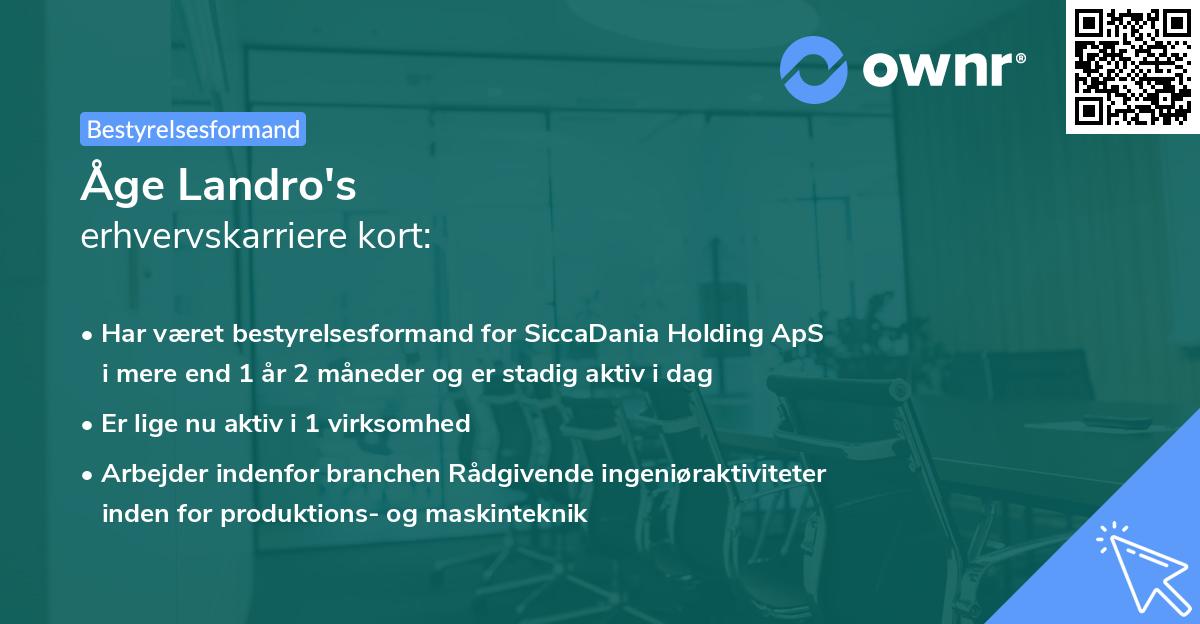 Åge Landro's erhvervskarriere kort