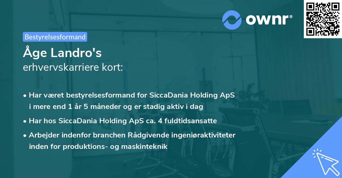 Åge Landro's erhvervskarriere kort