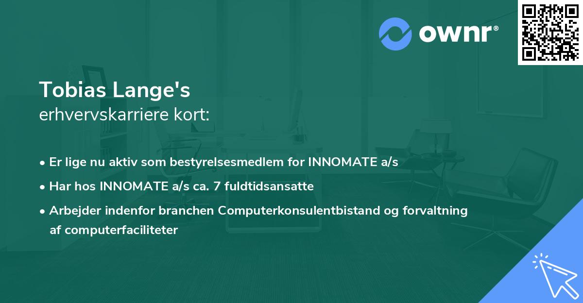 Tobias Lange's erhvervskarriere kort