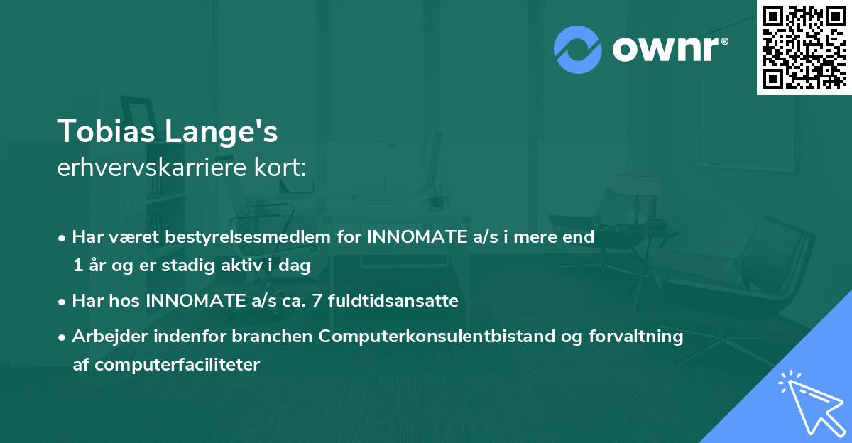 Tobias Lange's erhvervskarriere kort