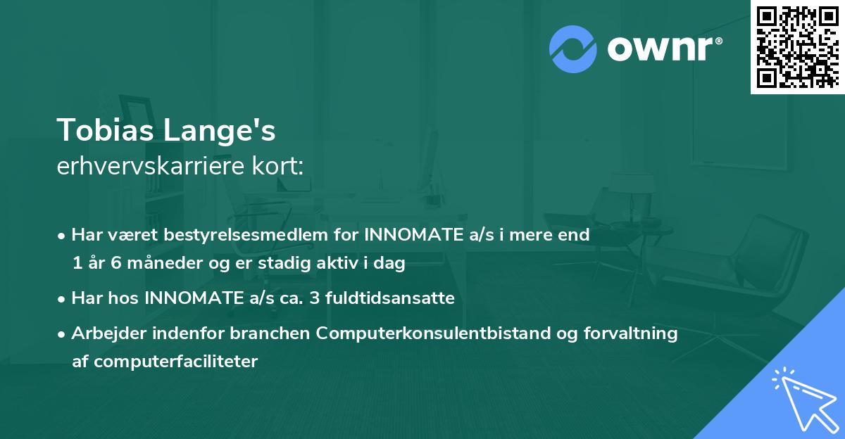Tobias Lange's erhvervskarriere kort
