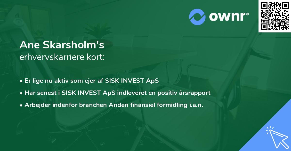 Ane Skarsholm's erhvervskarriere kort