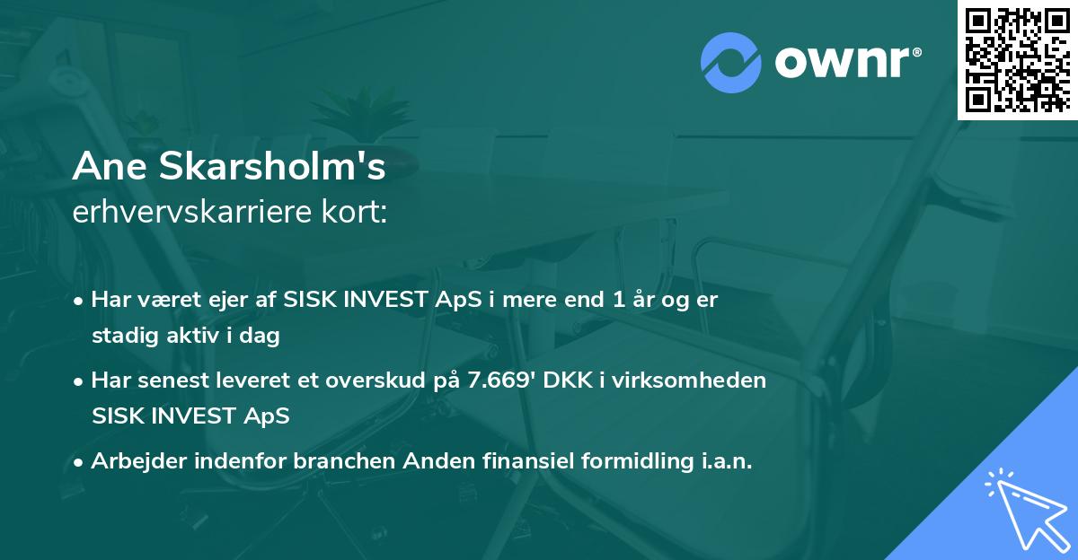 Ane Skarsholm's erhvervskarriere kort