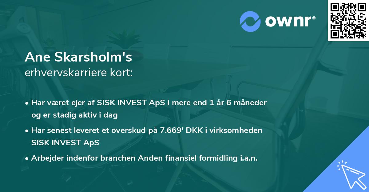 Ane Skarsholm's erhvervskarriere kort