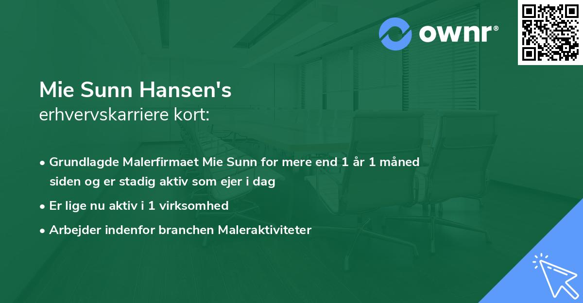 Mie Sunn Hansen's erhvervskarriere kort