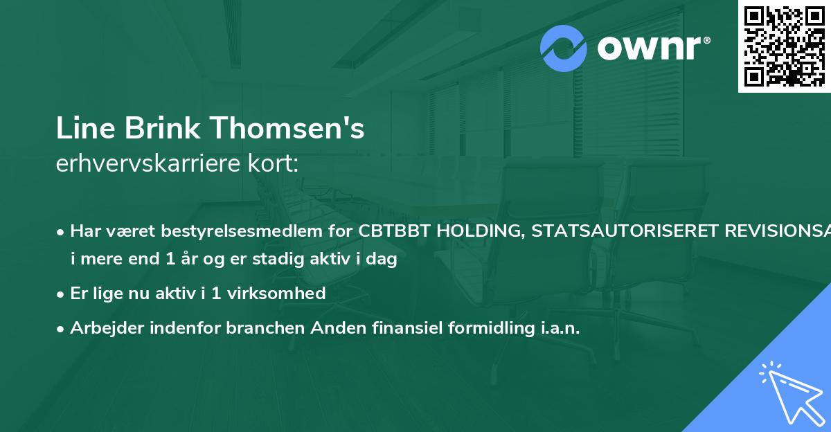 Line Brink Thomsen's erhvervskarriere kort