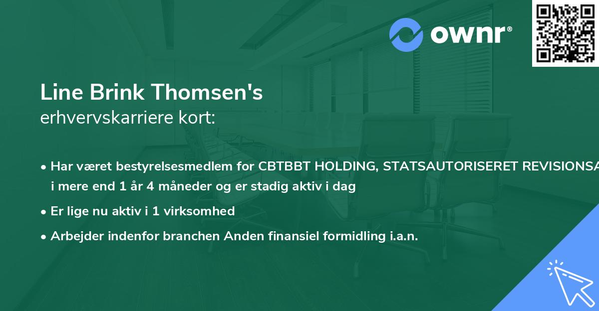 Line Brink Thomsen's erhvervskarriere kort