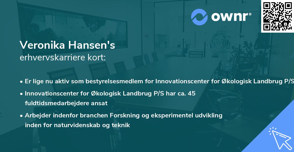 Veronika Hansen's erhvervskarriere kort