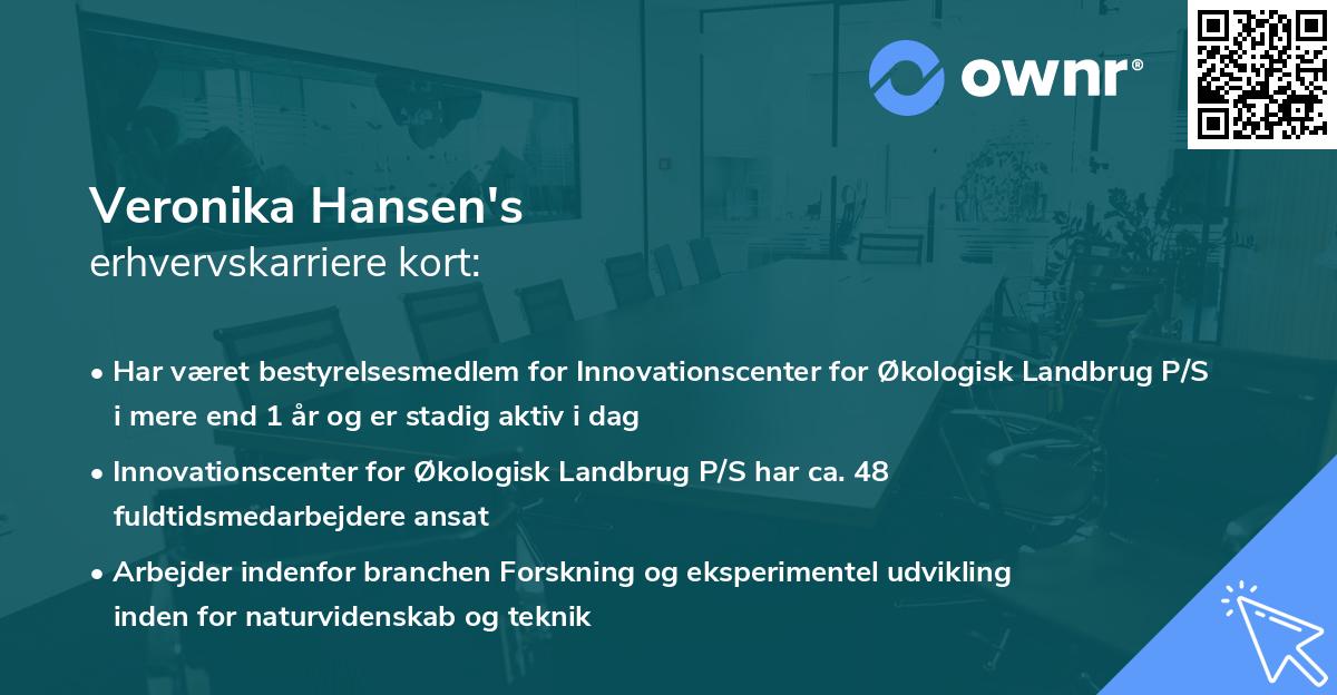 Veronika Hansen's erhvervskarriere kort