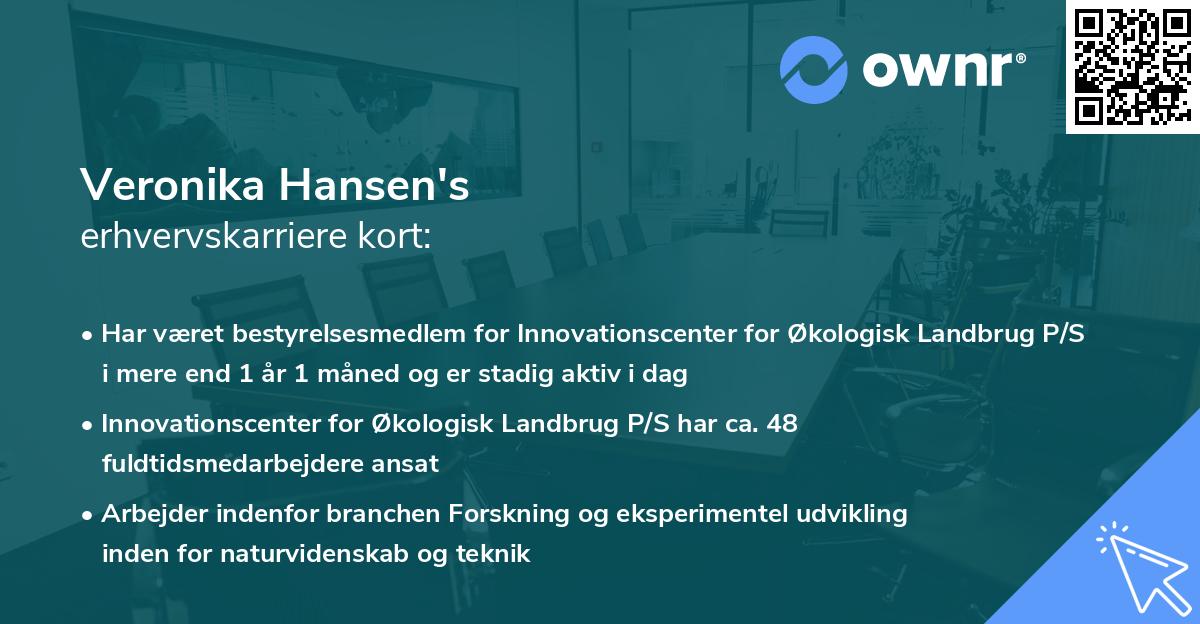 Veronika Hansen's erhvervskarriere kort