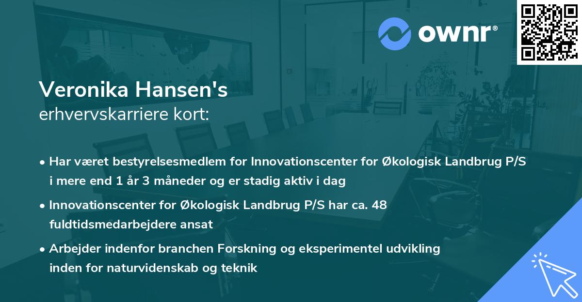 Veronika Hansen's erhvervskarriere kort