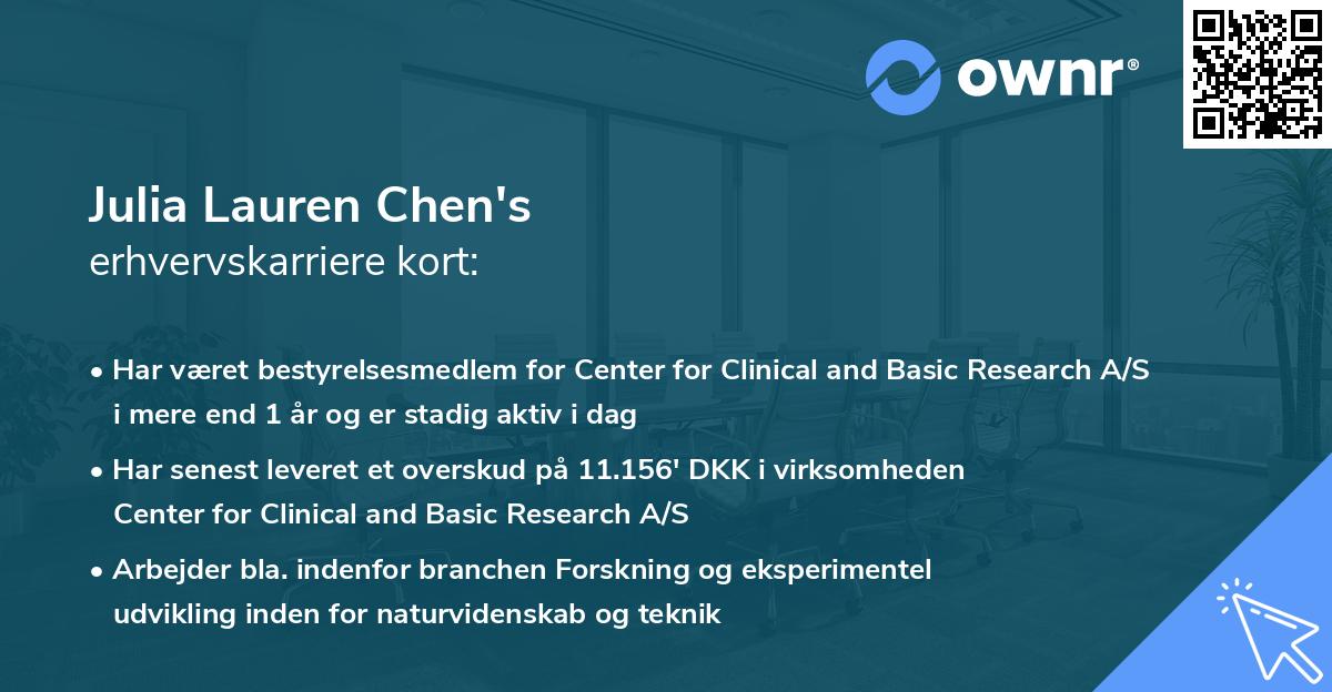 Julia Lauren Chen's erhvervskarriere kort