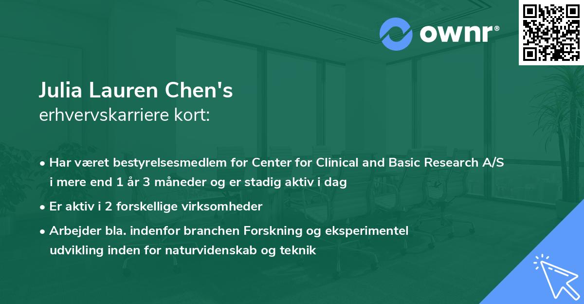 Julia Lauren Chen's erhvervskarriere kort