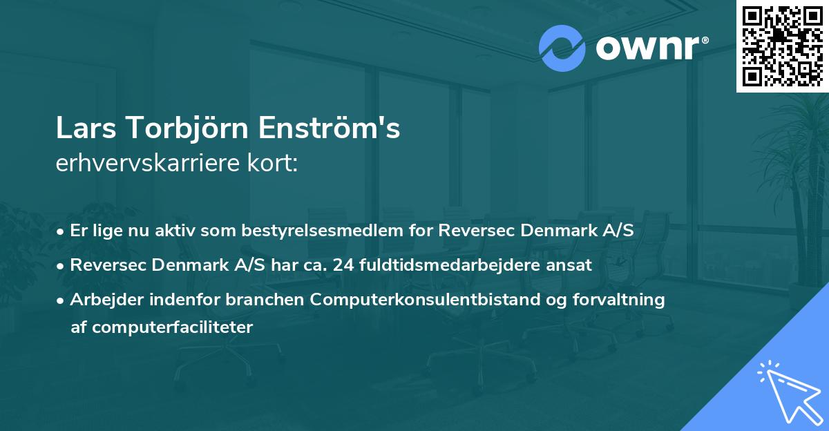 Lars Torbjörn Enström's erhvervskarriere kort