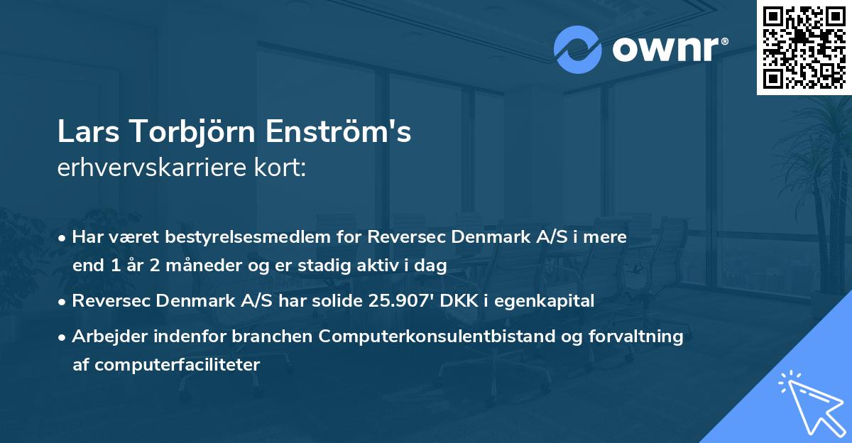 Lars Torbjörn Enström's erhvervskarriere kort