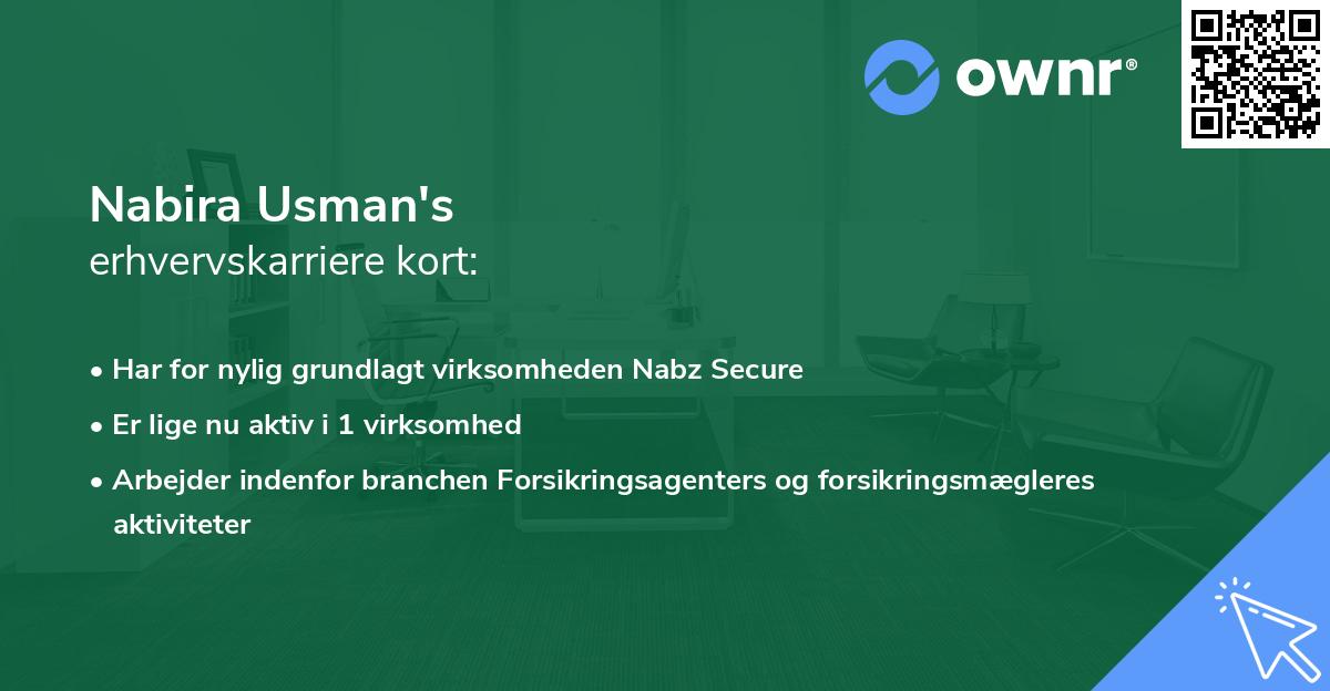 Nabira Usman's erhvervskarriere kort