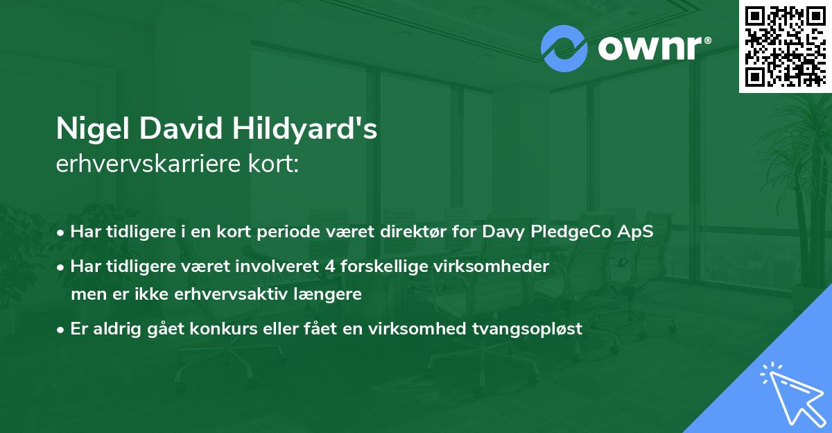 Nigel David Hildyard's erhvervskarriere kort