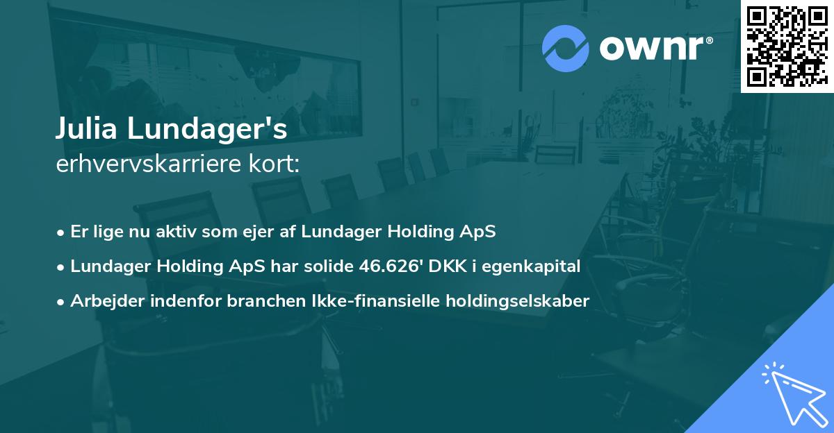 Julia Lundager's erhvervskarriere kort