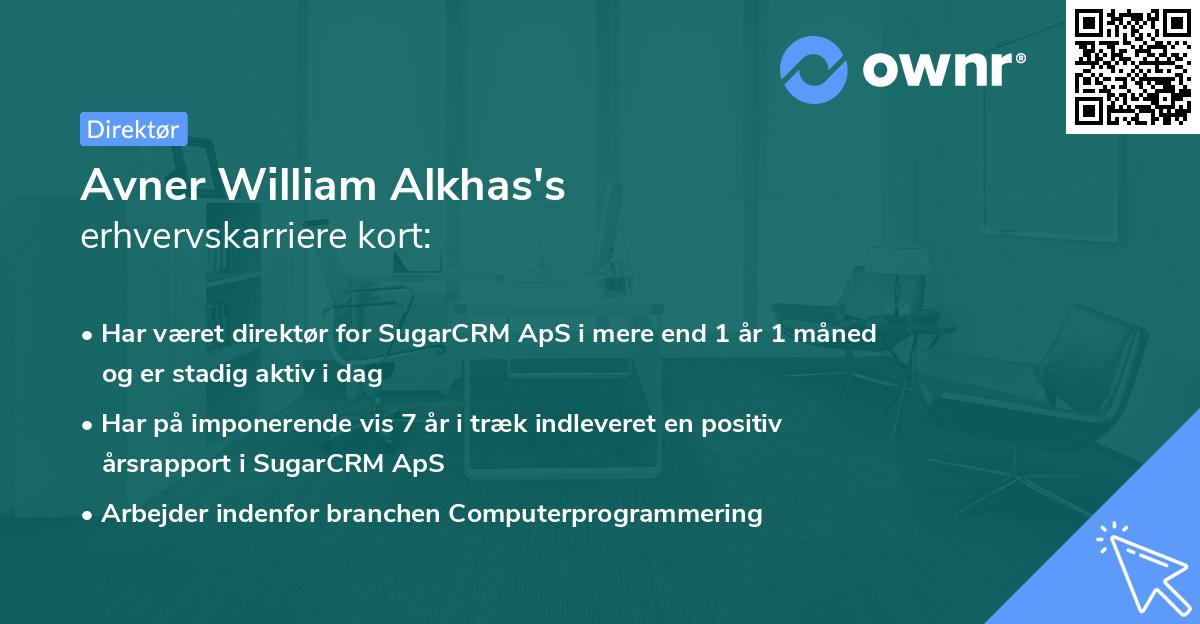 Avner William Alkhas's erhvervskarriere kort