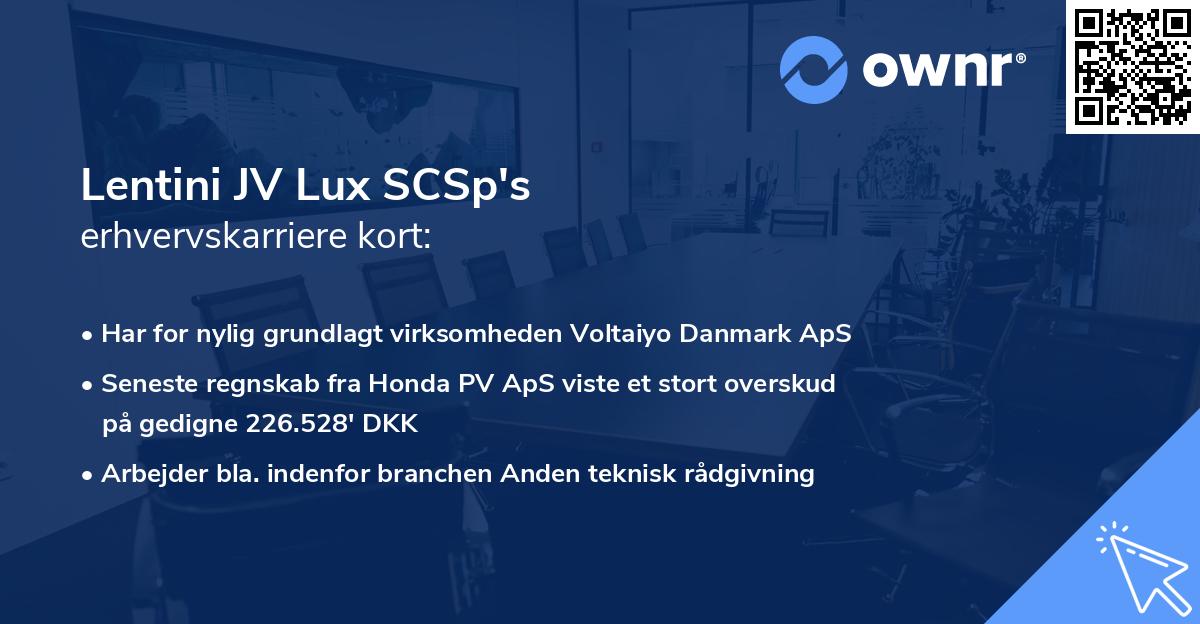 Lentini JV Lux SCSp's erhvervskarriere kort