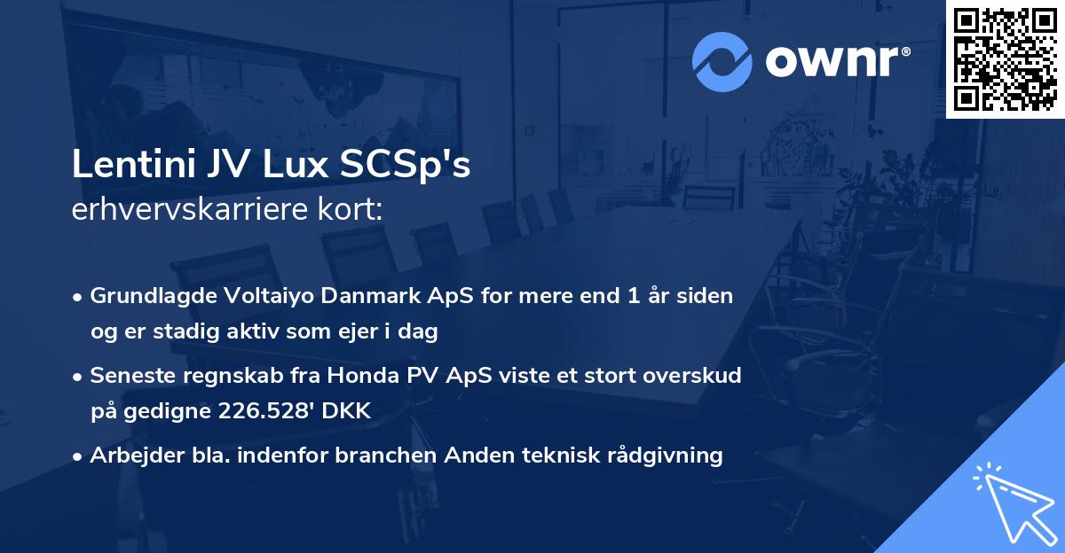 Lentini JV Lux SCSp's erhvervskarriere kort