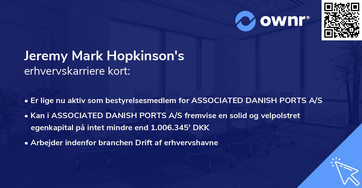 Jeremy Mark Hopkinson's erhvervskarriere kort