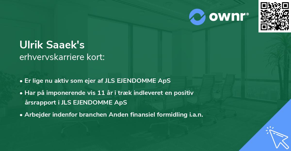 Ulrik Saaek's erhvervskarriere kort