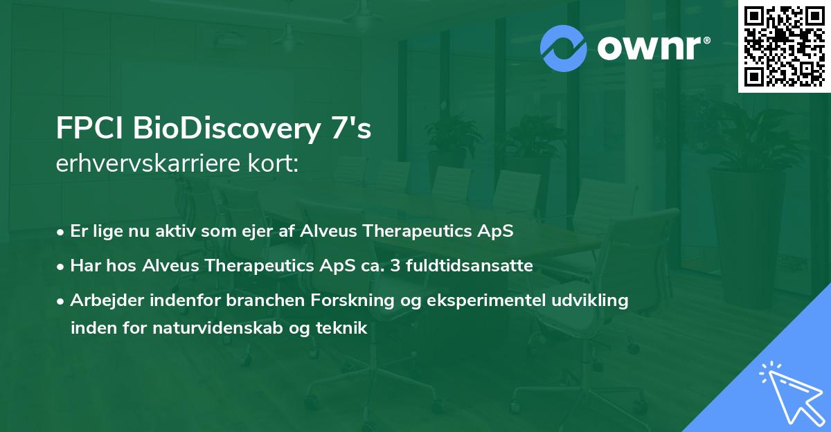 FPCI BioDiscovery 7's erhvervskarriere kort