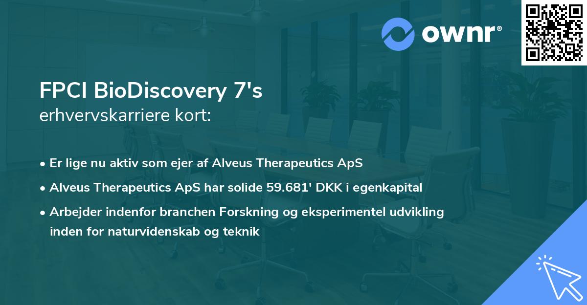 FPCI BioDiscovery 7's erhvervskarriere kort