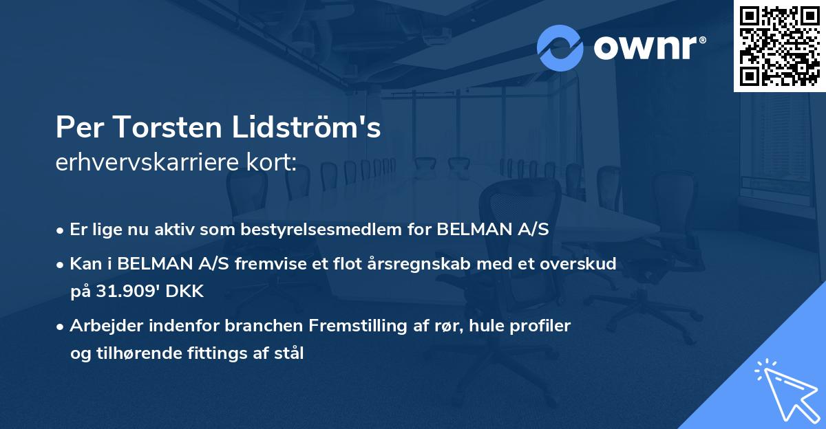 Per Torsten Lidström's erhvervskarriere kort