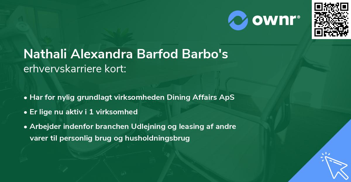 Nathali Alexandra Barfod Barbo's erhvervskarriere kort