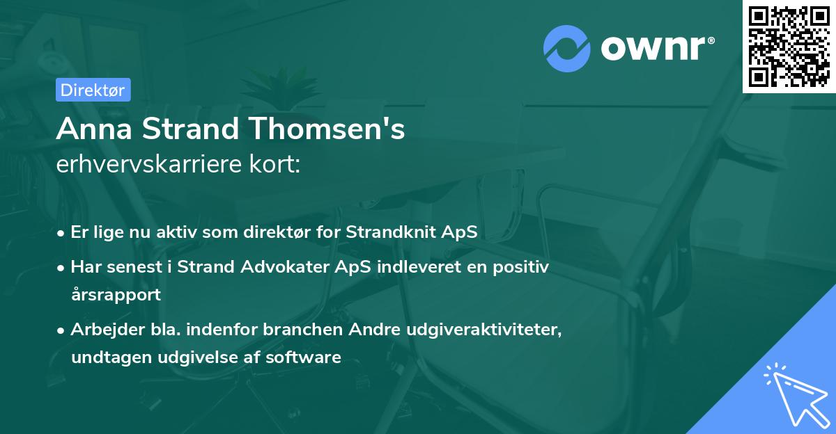 Anna Strand Thomsen's erhvervskarriere kort