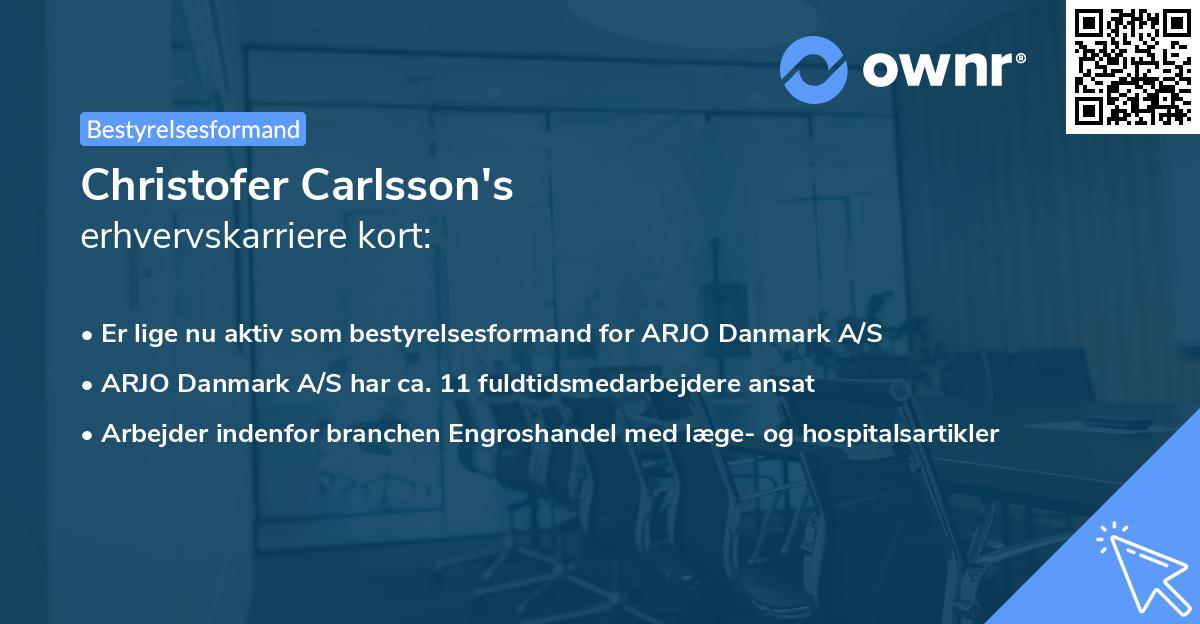 Christofer Carlsson's erhvervskarriere kort