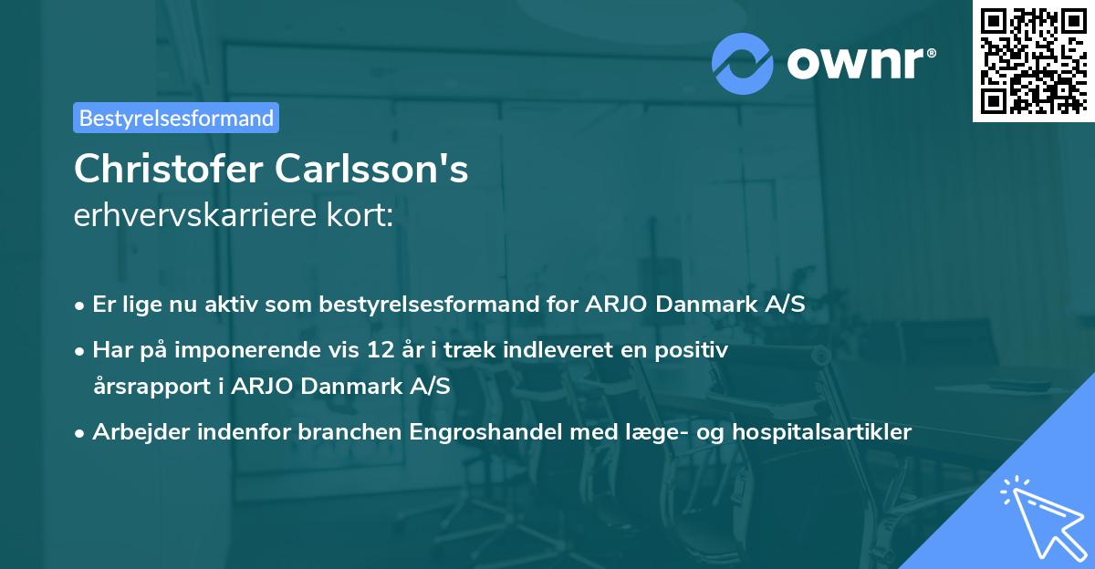 Christofer Carlsson's erhvervskarriere kort