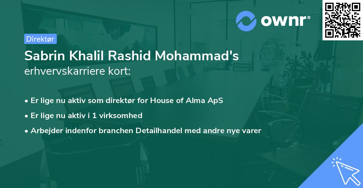 Sabrin Khalil Rashid Mohammad's erhvervskarriere kort