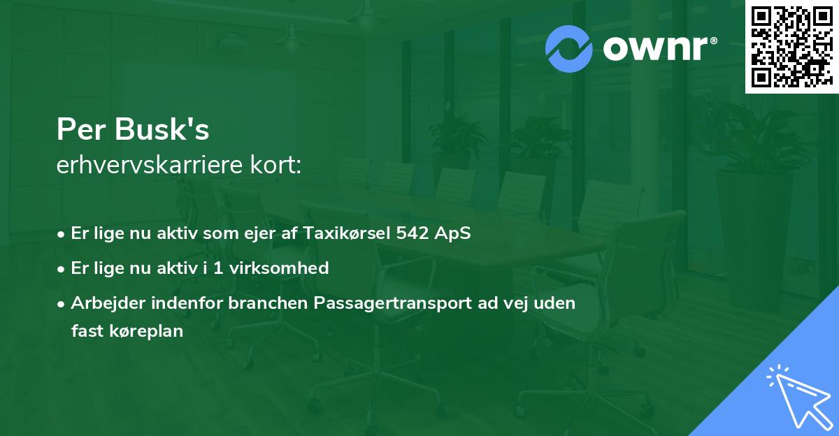 Per Busk's erhvervskarriere kort
