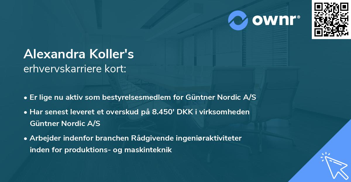 Alexandra Koller's erhvervskarriere kort