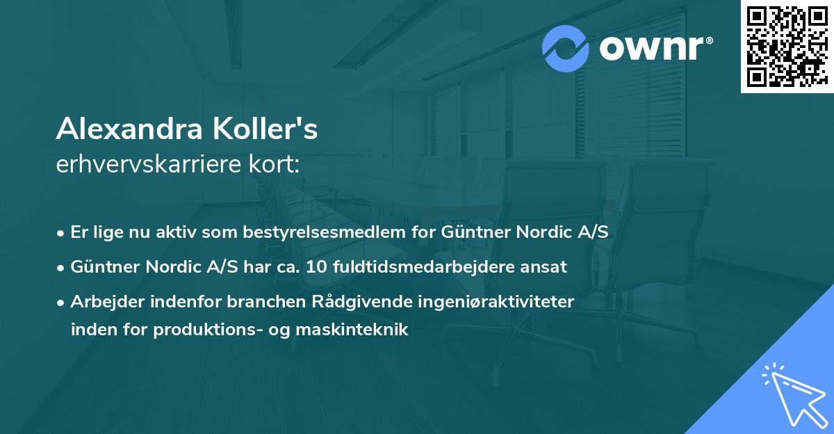 Alexandra Koller's erhvervskarriere kort