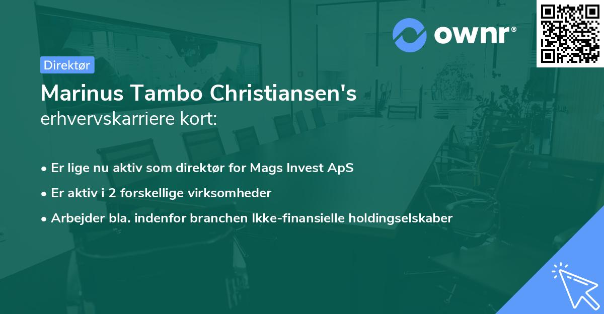 Marinus Tambo Christiansen's erhvervskarriere kort