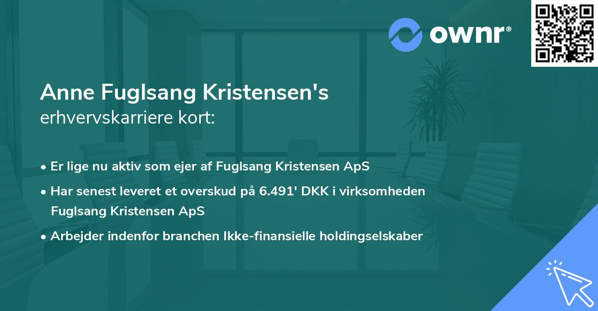 Anne Fuglsang Kristensen's erhvervskarriere kort