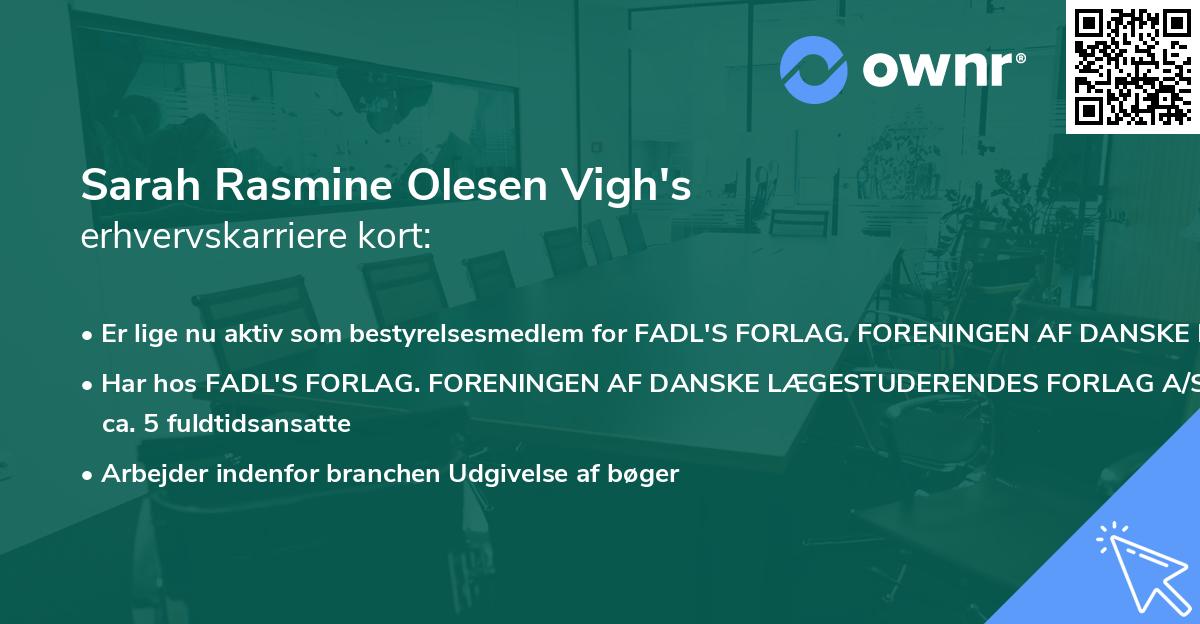 Sarah Rasmine Olesen Vigh's erhvervskarriere kort