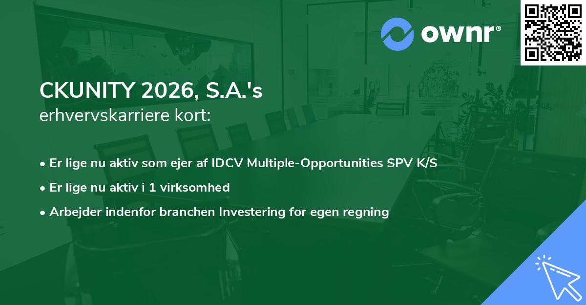 CKUNITY 2026, S.A.'s erhvervskarriere kort
