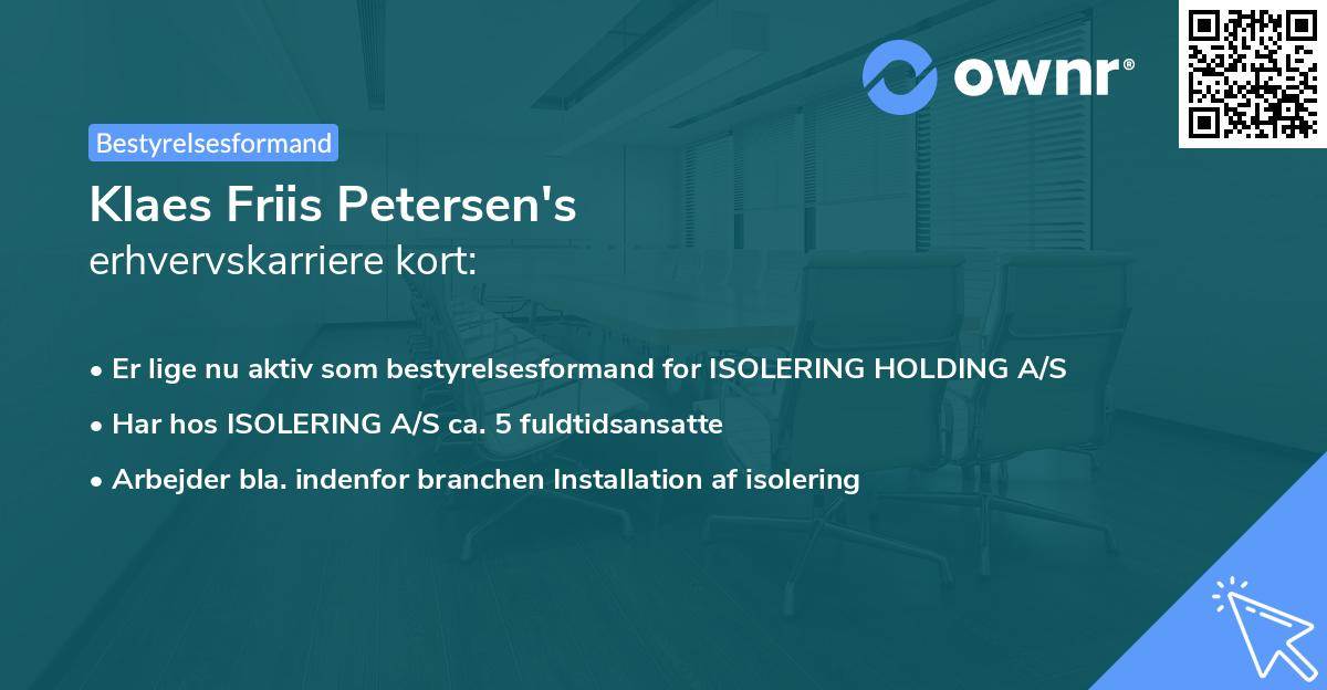 Klaes Friis Petersen's erhvervskarriere kort