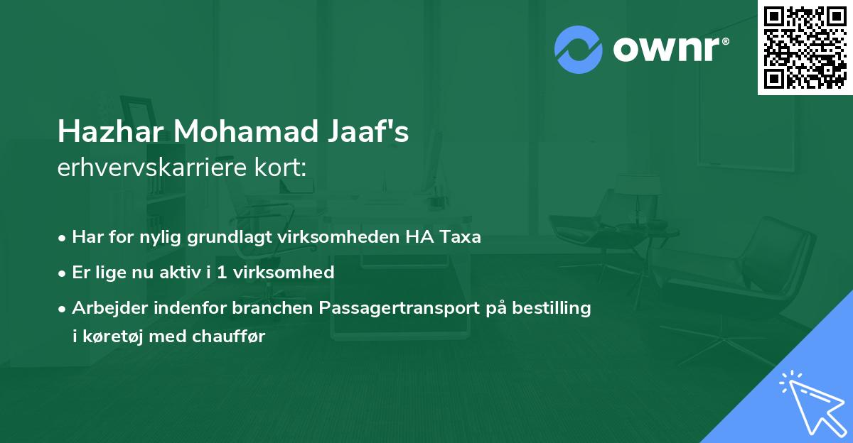 Hazhar Mohamad Jaaf's erhvervskarriere kort