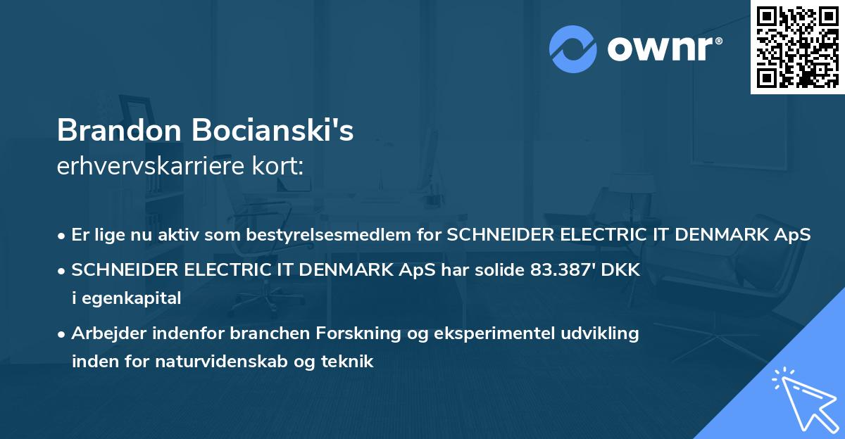Brandon Bocianski's erhvervskarriere kort