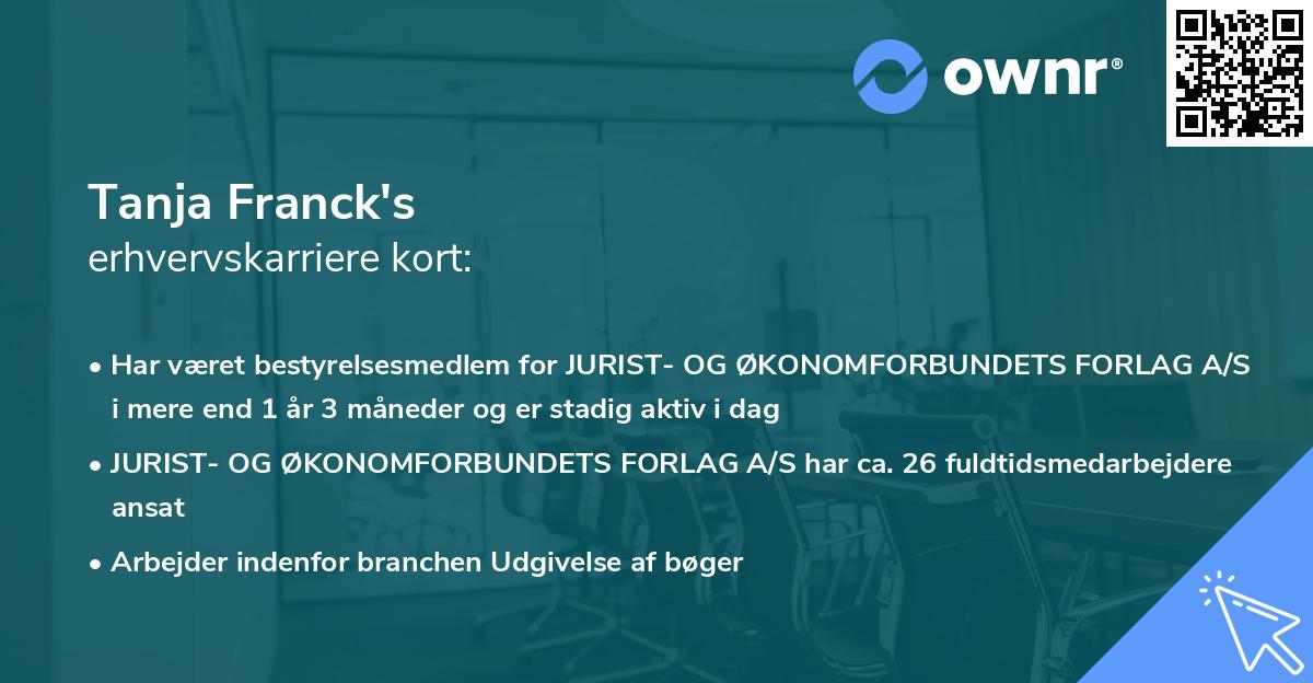 Tanja Franck's erhvervskarriere kort