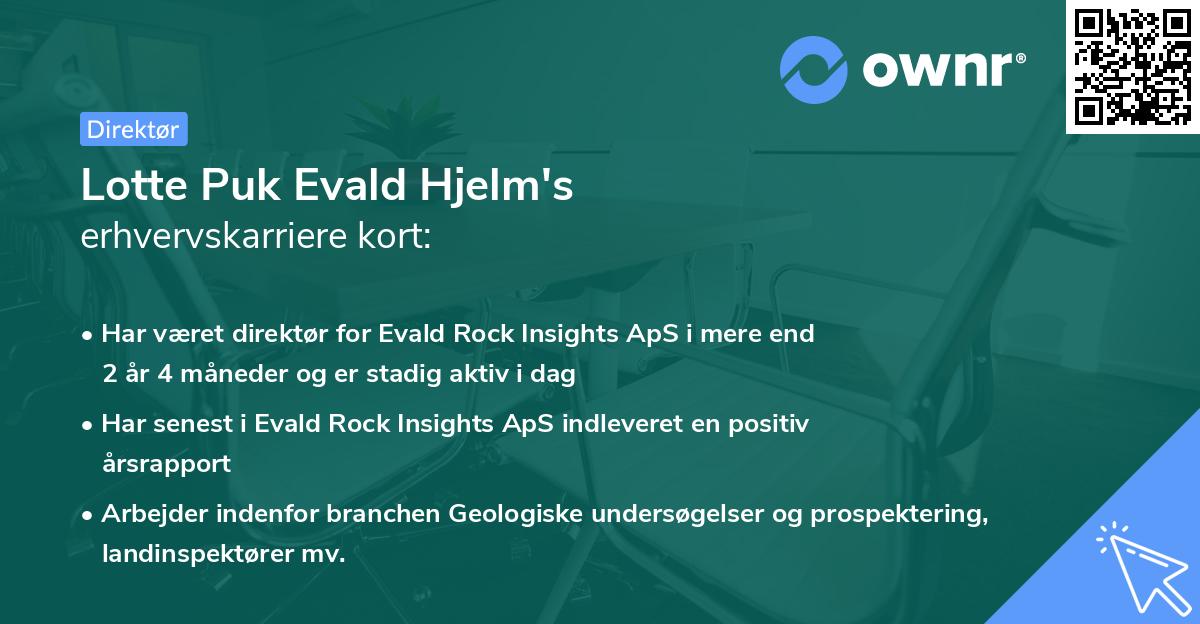 Lotte Puk Evald Hjelm's erhvervskarriere kort
