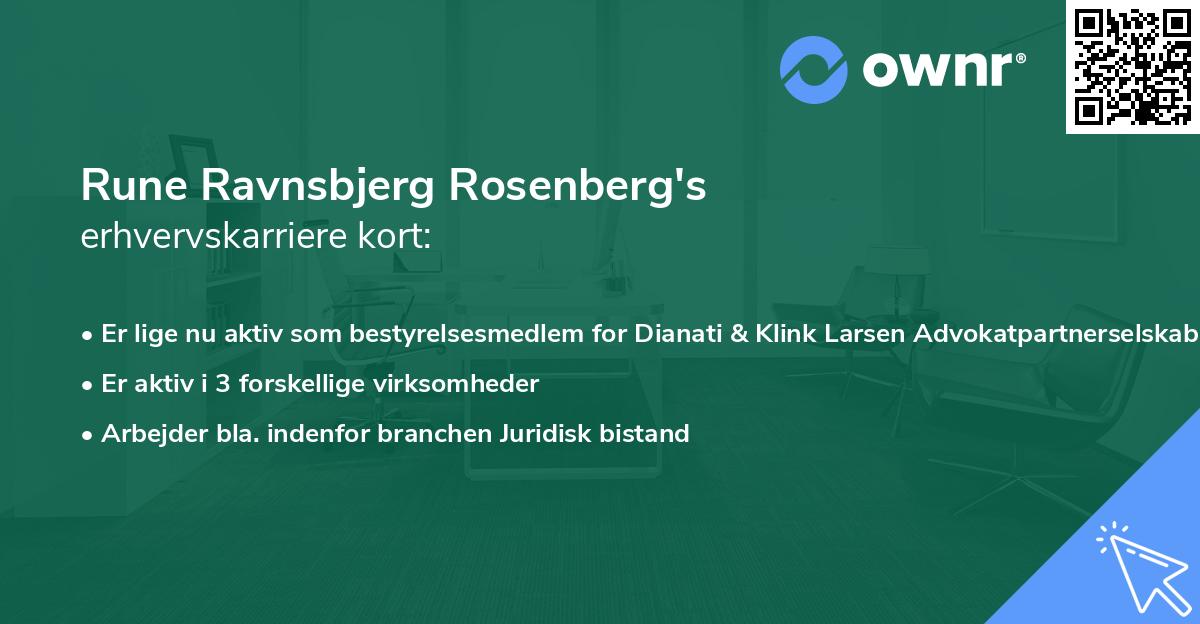 Rune Ravnsbjerg Rosenberg's erhvervskarriere kort