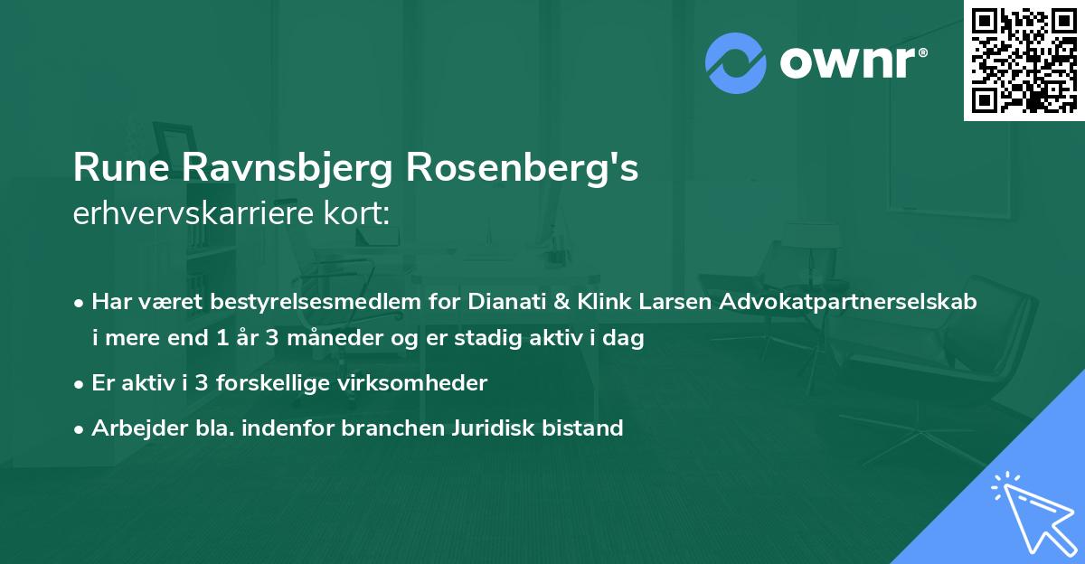 Rune Ravnsbjerg Rosenberg's erhvervskarriere kort