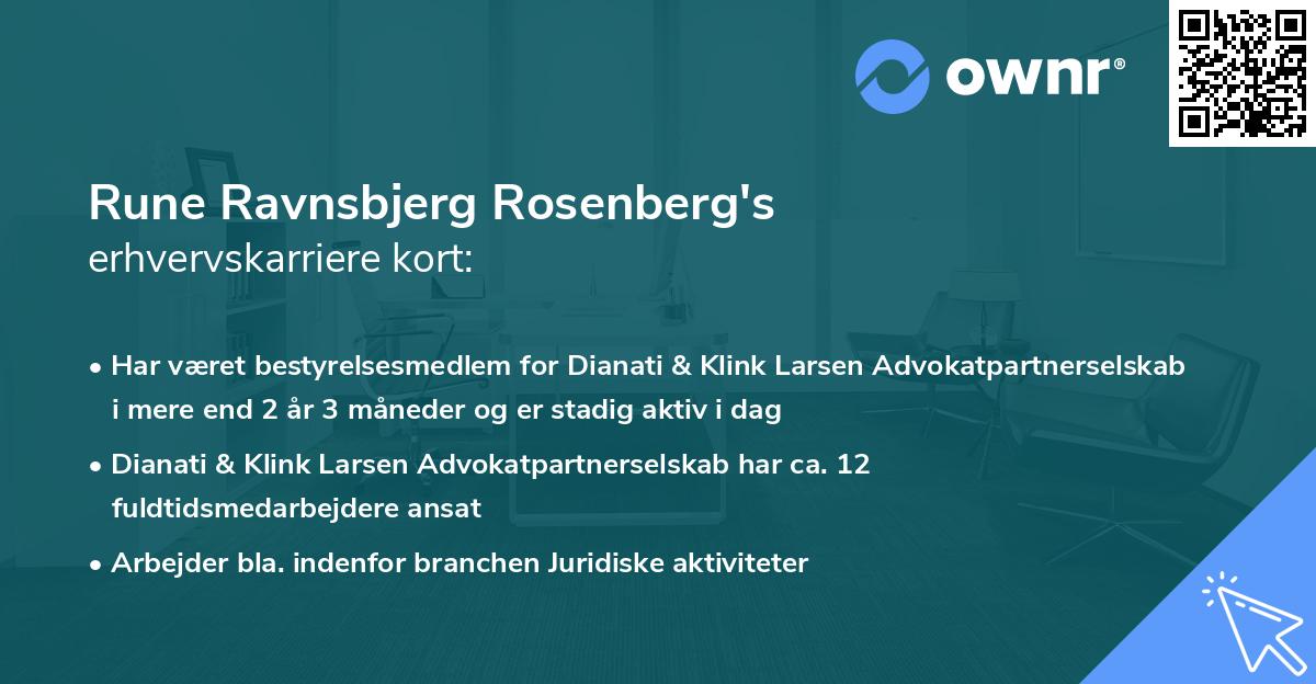 Rune Ravnsbjerg Rosenberg's erhvervskarriere kort